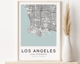 LOS ÁNGELES Mapa de la ciudad de California, Mapa de inicio, Impresión de mapas, Ubicaciones personalizadas, Aniversario, Mapa personalizado, Mapa de inicio, regalos para ella, Descarga digital