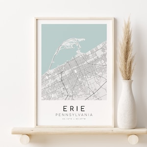 ERIE Pennsylvania PA USA Stadt Karte Drucken, Kunst Stadt Karte, alles Gute zum Geburtstag Geschenk, Geschenke für Ihn, Geschenke zum sofortigen Download