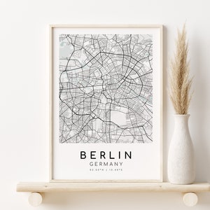 BERLIN Allemagne City Map Poster, Carte minimaliste, Impression de carte, Affiche de carte de ville, Impression de carte moderne, cadeau de mariage, cadeaux pour lui, Téléchargement instantané
