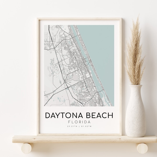 DAYTONA BEACH Florida City Map, gifts for her, Minimalist Map print, Office Print, modern map poster, best friend gift, Digital Download