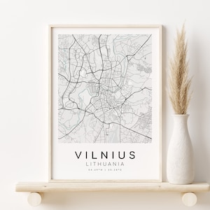 VILNIUS City Map, minimalist art, Lithuania Map, custom map gift, valentines day gift, personalized map, minimalist decor, Instant Download