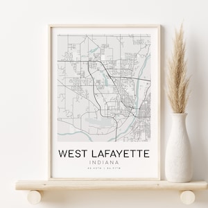 WEST LAFAYETTE Stadt Karte, IN Usa Indiana Karte Print, Stadt Karte Poster, moderne Karte Print, Hochzeitsgeschenk, Geschenke für Ihn, Instant Download