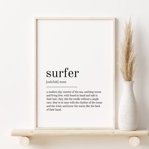 Surfer Definition Print, Wall Art Prints, Digital Download, Surfer Quote Print, Minimalist Modern Print, personalized gift, Printable Art