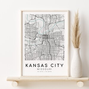 KANSAS CITY Missouri Karte, personalisierte Karte Druck, Geschenk für neuen Job, moderne Stadt Druck benutzerdefinierte Karte Geschenk, Geschenke für ihn, Stadtplan, digitaler Download