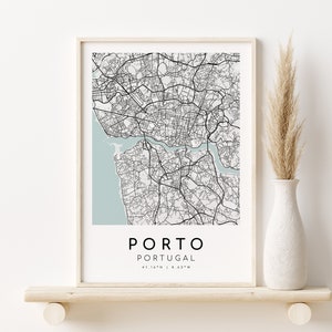 Porto Portugal City Map Print, wall art city map, happy anniversary, birthday gift, custom city map print, gifts for him, Instant Download