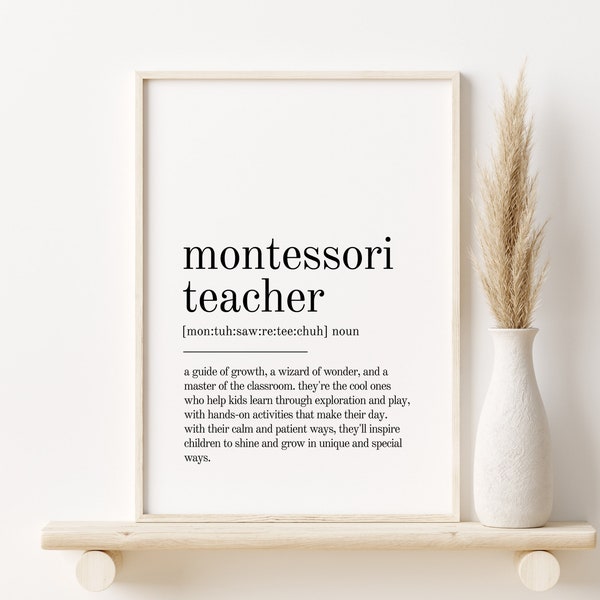 Impression de définition d’enseignant Montessori, Impressions d’art mural, Téléchargement instantané imprimable, Citation d’enseignant Montessori, Impression minimaliste, affiche drôle