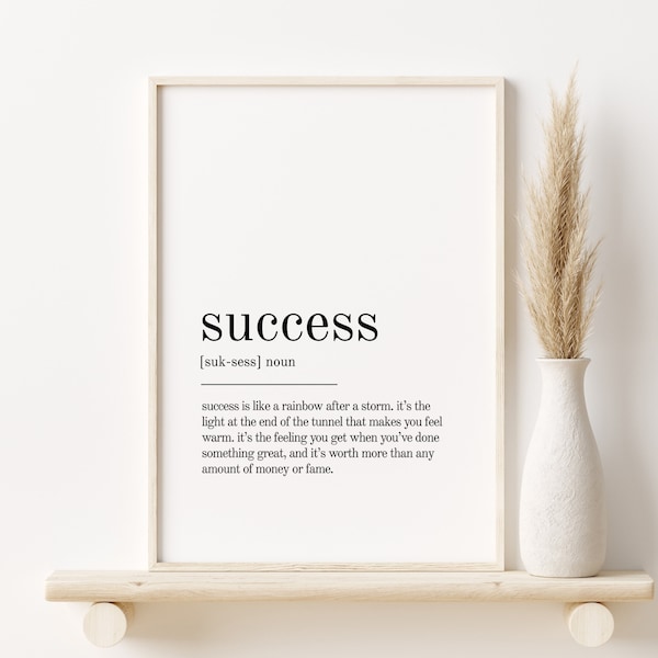 Success Definition Print, Wall Art Prints, Success Printable Art, Success Instant Download, Success Quote Print, Minimalist funny poster