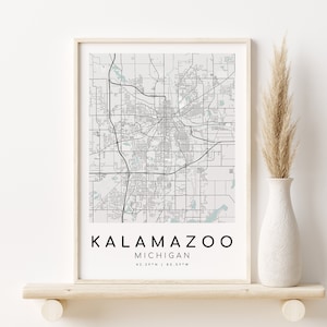 KALAMAZOO MI USA Karte Poster, Kunstdrucke, Geschenke für sie, druckbare Stadt Karte, minimalistische Kunst, Karten und Drucke, Instant Download