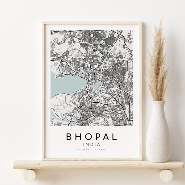 BHOPAL India City Map, Road Map Poster, blue and white print, wall art decor printable personalized gifts, custom map gift, Digital Download