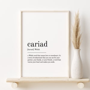 Cariad Definition Print, Wall Art Prints, Cariad Quote Print, Wall Decor, gifts for her, Minimalist Print Modern Wall Art, Print Definition