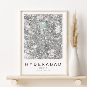 HYDERABAD Indien Stadt Karte, Karte Poster, Karte Kunst, Engagement Karte, Benutzerdefinierte Orte, Geschenk, Karte Druck, beste Freundin Geschenk, Instant Download