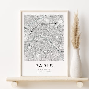 PARIS France Map Print, Paris City Map Poster, unique gift idea, custom city maps, minimalist art, design download, Digital Download