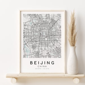 BEIJING China Map Print, minimalistische Stadt Poster, Geschenke für Sie, City Map, Karten und Print, Stadtplan Poster, Geschenke für Ihn, Digital Prints