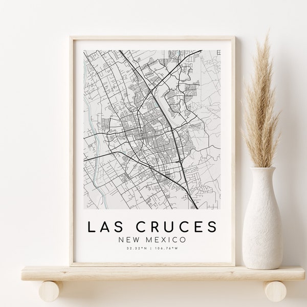 LAS CRUCES New Mexico NM Usa Map Print, gifts for her, Minimalist Map print, Office Print, wall art city map, gifts for him, Digital Prints