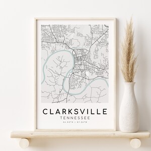 CLARKSVILLE Karte, Tennessee Karte Druck, Wand Kunst Karte, Happy Jubiläum Geschenk, individueller Stadtplan Druck, Geschenke für Ihn, digitaler Download
