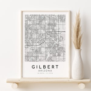 GILBERT Arizona AZ USA Map Print, pôster do mapa do país, presentes para ele, presente de arte minimalista, design digital, presentes para ela, download digital