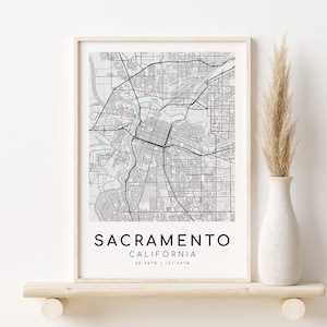 SACRAMENTO Karte Stadtplan, Kalifornien Karte, Karte Stadtbild, Karte Stadtplan, SACRAMENTO Karte, Geschenk Karte, Karte Drucken Karte, SACRAMENTO Karte