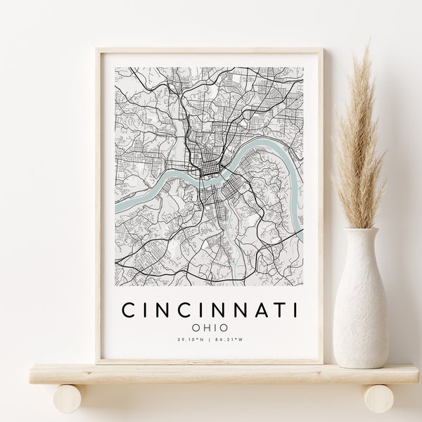 CINCINNATI City Map, Ohio, Wedding Gift, gifts for him, Gift Map, Map print, Map Poster, Minimalist Map Art, gifts for her, Digital Download