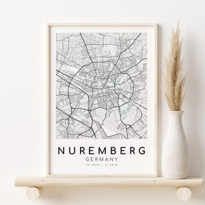 NUREMBERG Germany Map Print, Landkarte Poster, Geschenke für Ihn, Stadt Karte, minimalistische Kunst, digitales Design, Geschenke für Sie, Digital Download