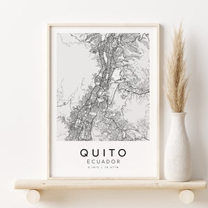 Impressão de mapa de QUITO Equador, pôster de mapa da cidade, presente de aniversário, mapas de cidades personalizados, arte minimalista, download de design, download digital
