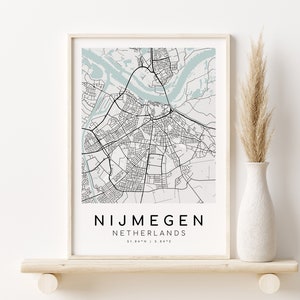 NIJMEGEN Pays-Bas Map Print, cadeaux pour elle, Impression de carte minimaliste, Office Print, carte de la ville d’art mural, cadeaux pour lui, Impressions numériques