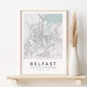 BELFAST Karte, Großbritannien UK Karte Poster, Geschenke für sie, druckbare Stadt Karte, minimalistische Kunst, Karten und Drucke, Instant Download