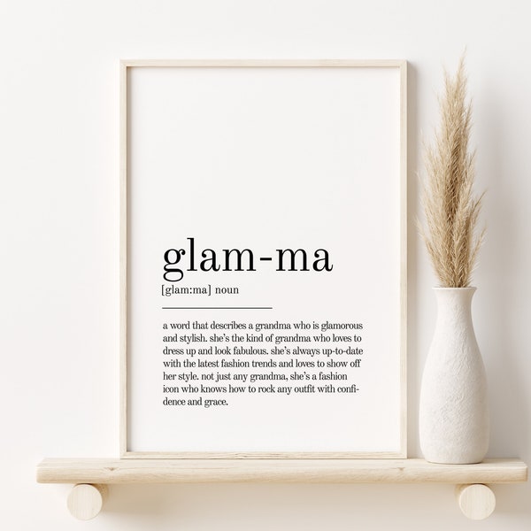 glam-ma Definition Print, book quote print, office definition print, gifts for her, glam-ma dictionary art print, glam-ma Print Definition