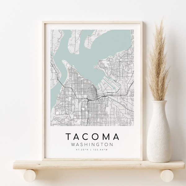 TACOMA Washington City Map, minimalist art, Home custom map gift, valentines day gift, personalized map, minimalist decor, Instant Download