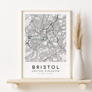 BRISTOL Großbritannien Karte Print, UK Road Map Poster, Geschenke für sie, individuelle Karte Geschenk, minimalistische Kunst, Land Straßenkarte, Instant Download