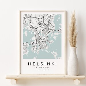 HELSINKI Mapa Wydruk, Finlandia Mapa Miasta Plakat, wyjątkowy pomysł na prezent, niestandardowe mapy miast, minimalistyczna sztuka, pobieranie projektu, pobieranie cyfrowe