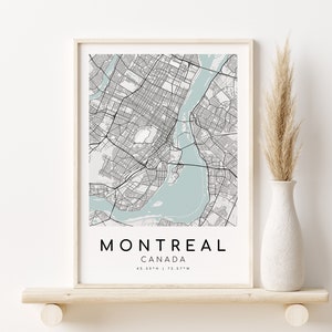 MONTREAL stadskaart, gepersonaliseerde Canada kaart afdrukken, nieuwe baan cadeau, moderne kaart afdrukken, aangepaste kaart cadeau, cadeaus voor hem, stadskaart, digitale download
