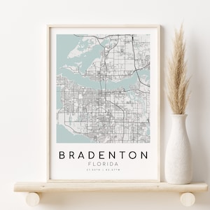 Mapa da cidade de Bradenton Florida FL, pôster de mapa de parede, arte de mapa de noivado, presente personalizado, impressão de mapa, presente de melhor amigo, download instantâneo