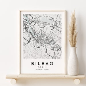 BILBAO Spanien Karte Druck, Stadt Karte Poster, Karte Kunst für Zuhause, Geburtstagsgeschenk, individuelle Stadtkarte, minimalistische Kunst, Design Download, digitaler Download