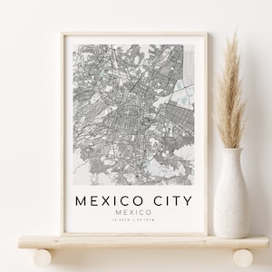 MEXICO CITY Map Print, Mexico City map poster, gifts for her, printable city map, minimalist art, maps and prints, Instant Download