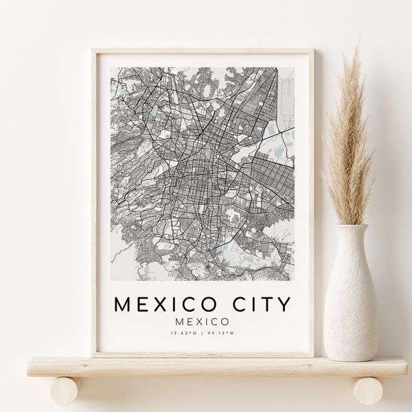Mexiko Stadt Karte Print, Mexiko Stadt Karte Poster, Geschenke für Sie, druckbare Stadt Karte, minimalistische Kunst, Karten und Drucke, Instant Download
