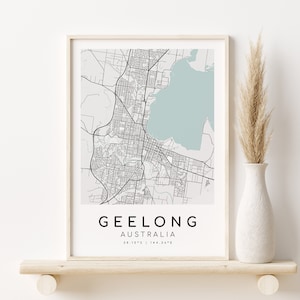 GEELONG Australien Karte Druck, Stadt Karte Poster, Geschenke für sie, druckbare Stadt Karte, minimalistische Kunst, Karten und Drucke, Instant Download