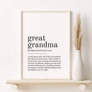 Great Grandma Definition Print, Wall Art Prints, Printable Art, Instant Download, Quote Print, Minimalist Print, Great Grandma funny poster