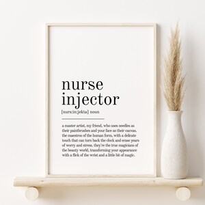 Nurse Injector Definition Print, Wall Art Prints, Quote Print, Wall Decor, gifts for her, Minimalist Print Modern Wall Art, Print Definition