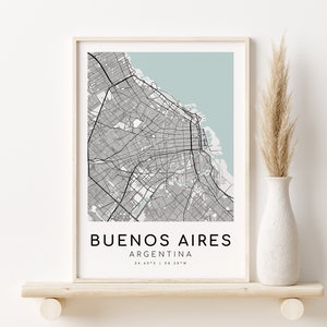 BUENOS AIRES Argentina Map Print, gifts for her, Minimalist Map print, Office Print, wall art city map, gifts for him, Digital Prints