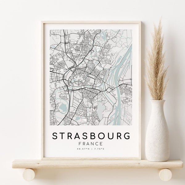 STRASBOURG France City Map, Personalized Map Print, new job gift, modern print, custom map gift, gifts for him, City Map, Digital Download