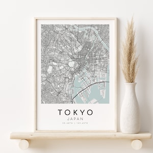 Impression de carte du Japon TOKYO, art minimaliste, cadeaux pour elle, plan de la ville, cartes et impressions, affiche de la carte de la ville, cadeaux pour lui, impressions numériques