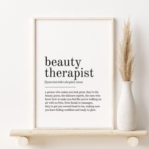 Beauty Therapist Definition Print, book quote print, office definition print, gifts for her, dictionary Beauty Therapist Print Definition
