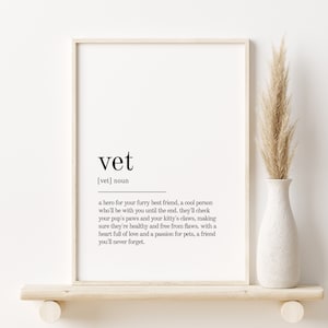 Tierarzt Definition Druck, Buch Zitat Druck, Tierarzt Büro Definition Druck Dekor, Geschenke für sie, Tierarzt Wörterbuch Kunstdruck, Tierarzt Druck Definition