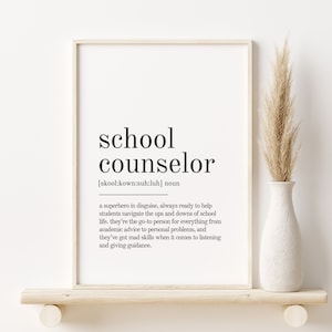 School Counselor Definition Print, self love wall art, dictionary print, minimalist poster, home decor printable wall art, digital download