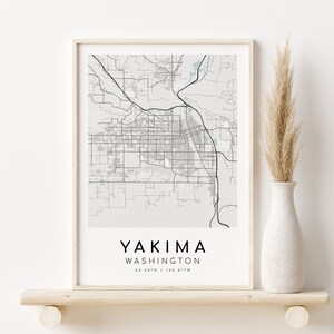 YAKIMA Stadt Karte, WA USA Washington Karte Poster, Engagement Karte Kunst, personalisierte Geschenk, Karte Druck, beste Freundin Geschenk, Instant Download
