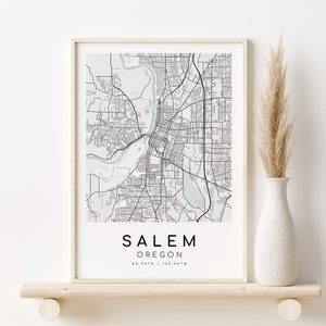 SALEM Oregon USA OR Stadt Karte, Geschenk Karte, Karte Poster, individuelle Karte Geschenk, Verlobung Karte Druck, neuer Job Geschenk, Geschenke für sie, digitaler Download