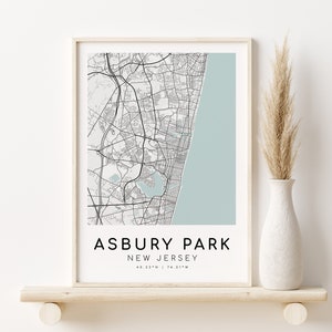 ASBURY PARK Stadt Karte, New Jersey USA Stadt Karte Drucke, personalisierte Geschenke Designs Kunst, minimalistische Karte Kunst, benutzerdefinierte Karte Geschenk, digitaler Download