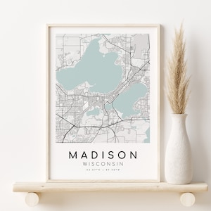MADISON Stadt Karte, Wisconsin USA WI Karte Druck, Geschenk für neuen Job, moderne Karte, Stadtplan, Geschenke für Ihn, Stadtplan, digitaler Download