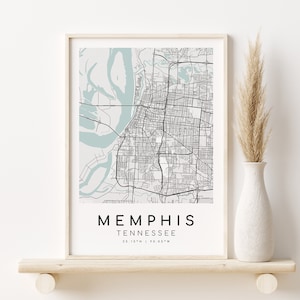 MEMPHIS Tennessee City Map, arte minimalista, regalo de mapa personalizado para el hogar, regalo del día de San Valentín, mapa personalizado, decoración minimalista, descarga instantánea