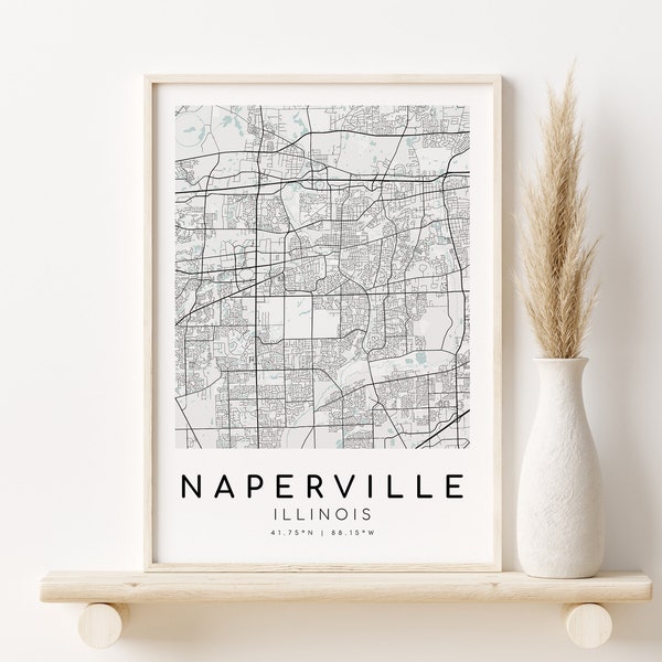 NAPERVILLE Illinois USA IL Map Print, City Map Poster, birthday gift, custom city maps, minimalist art, design download, Digital Download